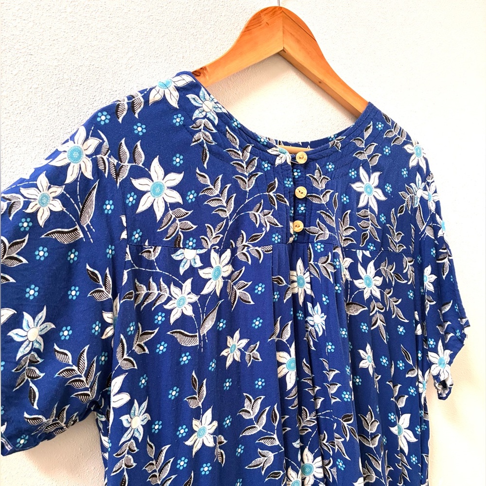 Vintage Cotton Floral House Dress (Free Size) - Picture 2 of 5